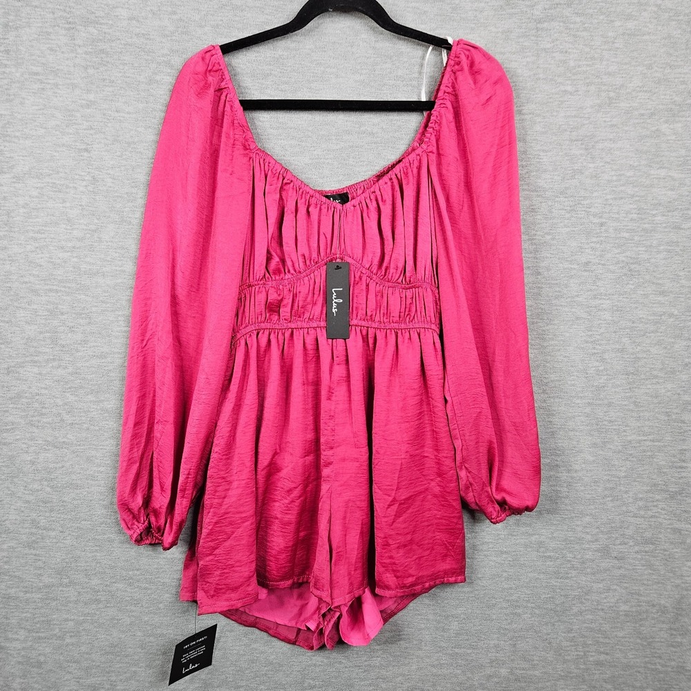 LULUS Women's Hot Pink Casual Balloon Sleeve Romper Size S NEW